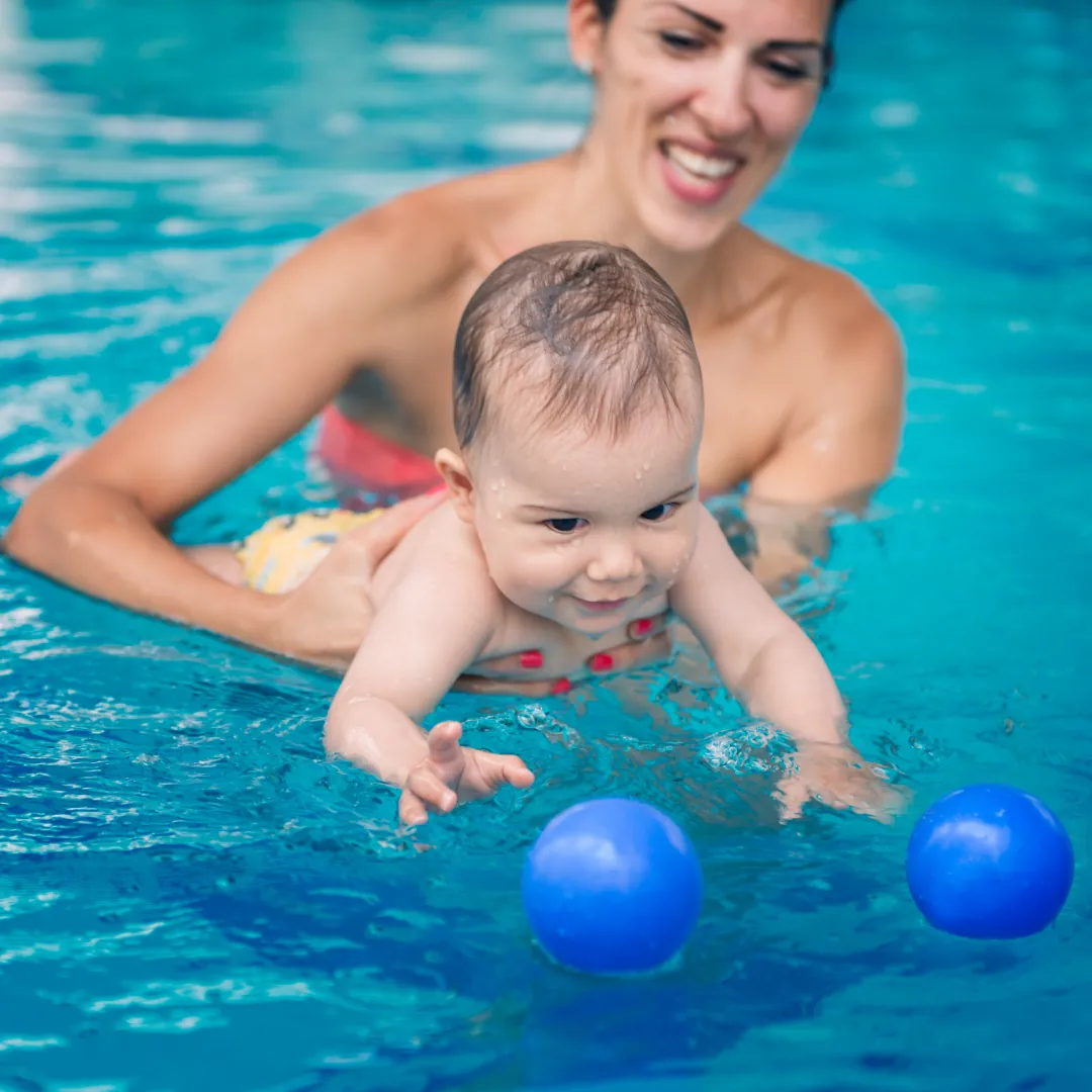 Parent and baby in a Lil' Hippo swim class