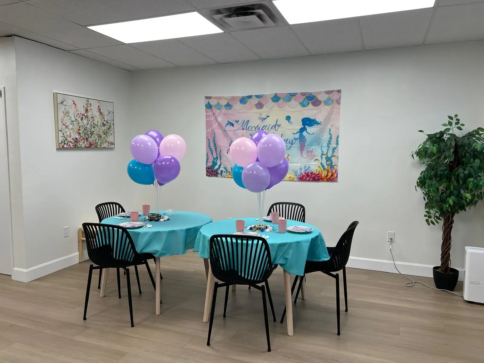 Decorated birthday party room at the Aquatic Centre